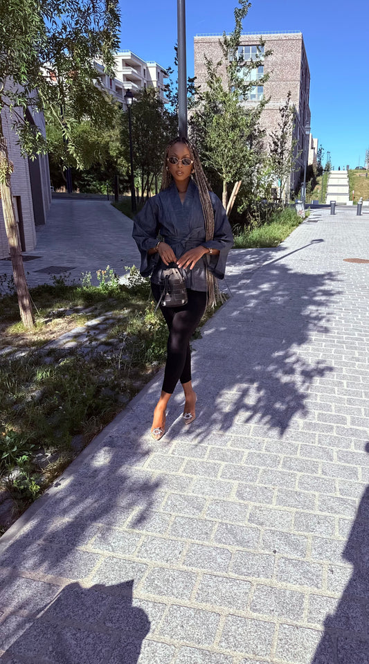 KIMONO EN JEAN COURT